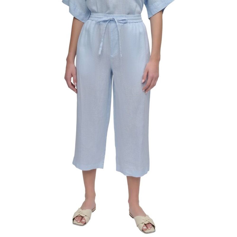 Dkny Womens  Pull On Straight Leg Linen Pant